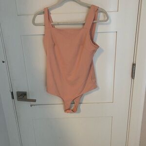 Pink Bodysuit One Piece with Square Neckline